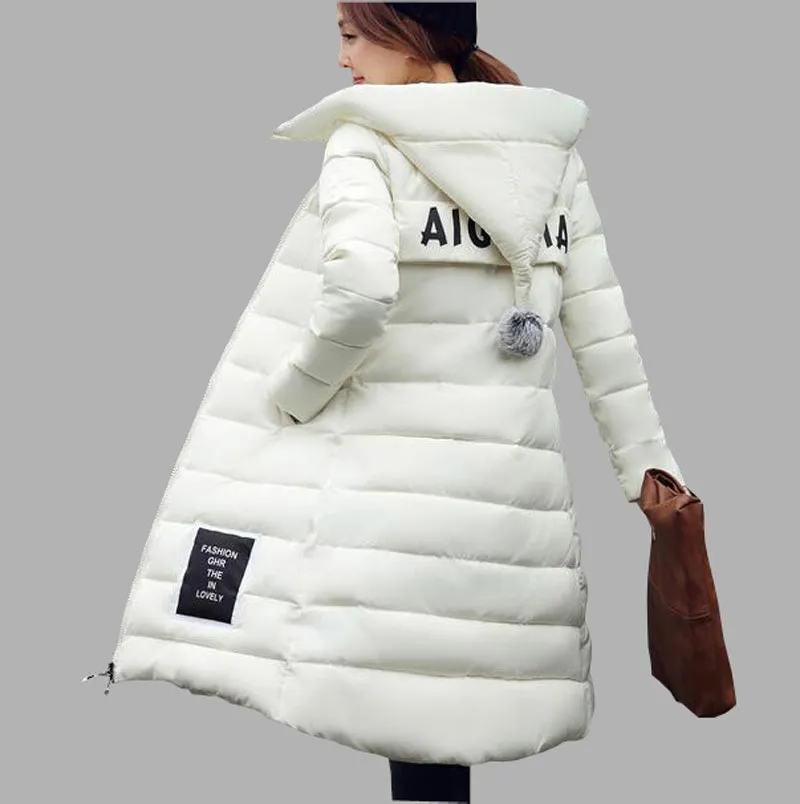 Veste matelassée en coton pour femmes 2016 plus récent hiver épaissir longue parka mince de haute qualité plus la taille manteau femme à capuche kl0627
