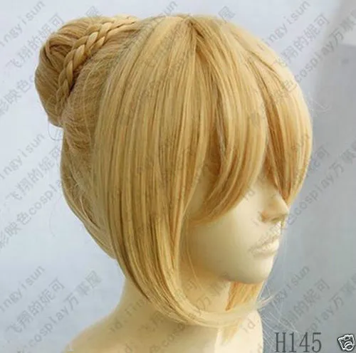 100% Brand New High Quality Fashion Picture Full Lace Wigshot Sprzedaż! Fate Stay Night Saber Cosplay Wig Mieszany Złoty Kolor