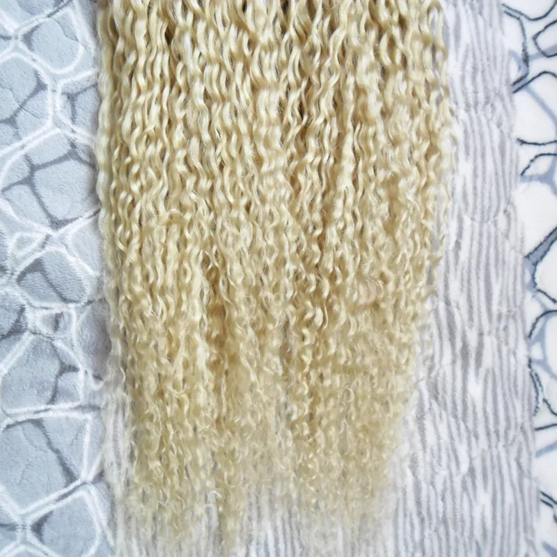 Blonde Hair Keratin U Tip Hair Extensions 1GS 200G Non -Remy Braziliaans Human Hair 613 Kinky Curly 200G9164367