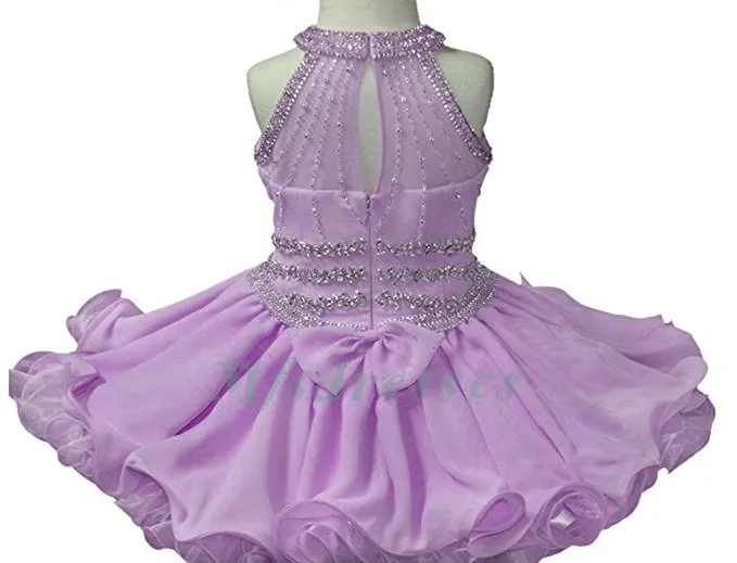 2017 Cute Halter Short Ball Gowns Girls Pageant Dresses Flower Girl