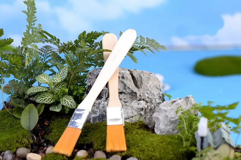 Outil de décorations de jardin 14 cm manche en bois brosse succulente bricolage Miniature brosse mousse Micro paysage outils décoration de la maison