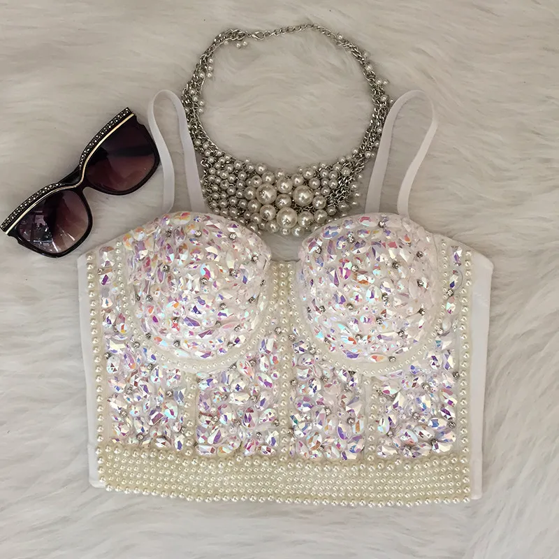 Wholesale Rhinestone Beaded Bustier Tops With Rhinestones Bralette With  Pearls And Push Up Bra For Women Plus Size From Lbdapparel, $32.48