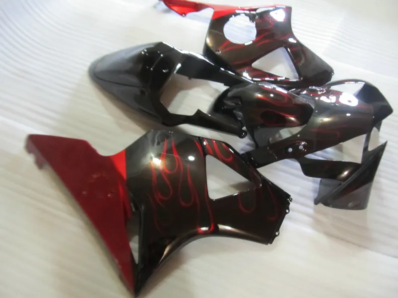 Kit carenatura Honda CBR900RR 02 03 fiamme rosse nero carenature moto set CBR 954RR 2002 2003 OT03