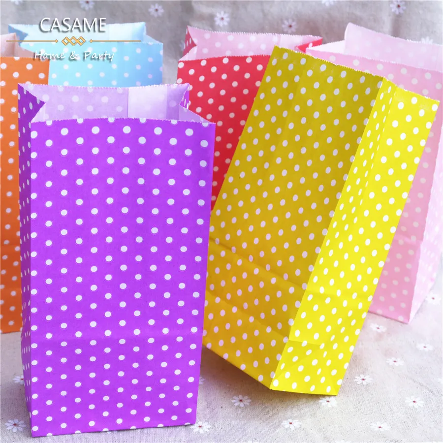 Atacado- Novo 2016 saco de papel Stand up Polka Dot Sacos 18x9x6cm Favor Embalagem de Presente de Presente de Papel Top Aberto Saco de Presente por atacado