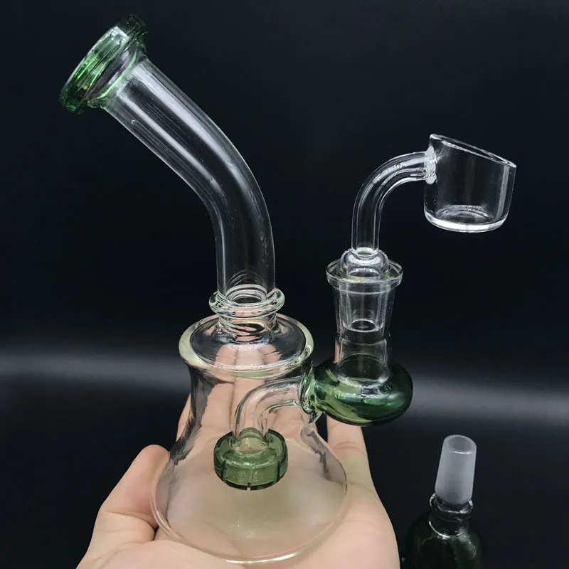 3 Farben Glasbongs Bohrinseln mit kostenlosen 3mmXL dicken Quarz-Banger-Nagel 6 Zoll weiblich 14mm Becher Bong Dab Rigs Wasserpfeifen