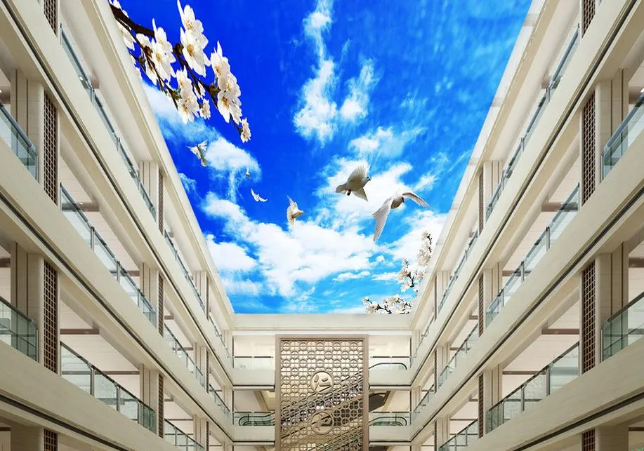 Özel 3d Tavan Duvar Resimleri Duvar Kağıdı Rüya Şeftali Güvercin 3d Özel 3d Tavan Duvar Resimleri Duvar Kağıdı Rüya Şeftali Güvercin 3d