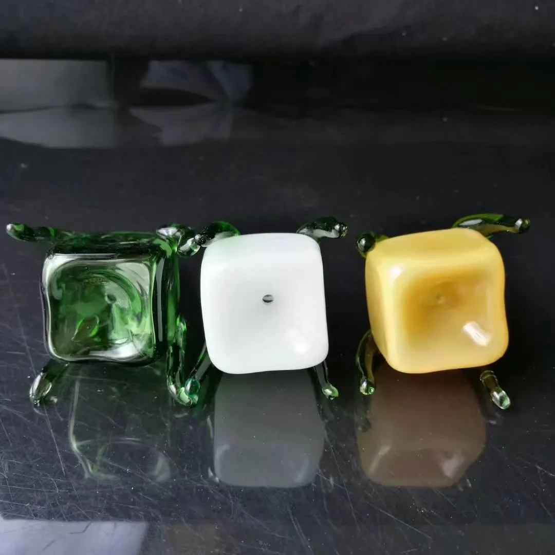 Petits accessoires de bongs en verre à bulles carrées, Pipes à fumer en verre colorées mini-tuyaux à main multi-couleurs Meilleurs tuyaux en verre à la cuillère