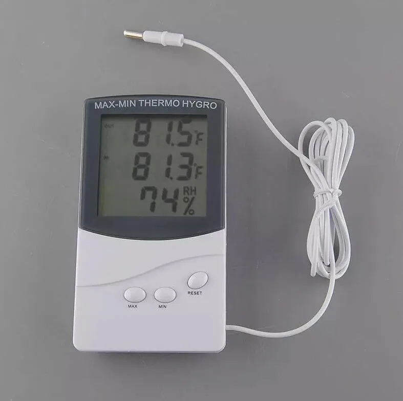 KTJ TA318 عالية الجودة الرقمية LCD داخلي / خارجي ميزان الحرارة الرطوبة درجة الحرارة الرطوبة الحرارية مقياس Hygro ميني ماكس بومودورو الفاصل الزمني للعد التنازلي ساعة