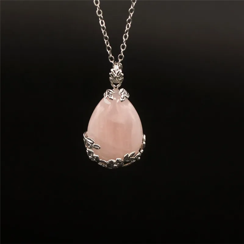 Wholesale Hot Crystal Quartz Teardrop Pendant Pear Shape Rose Quartz Carnelian Single Bail Charm Healing Stone Pendants Necklace for Sale