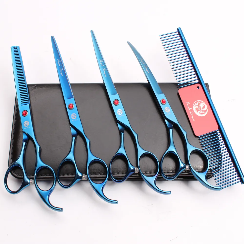 Z3003 7039039 440CパープルドラゴンプロフェッショナルペットグルーミングヘアハサミCOMBCUTTITIONTHINNINGUPDOWN CURVED SHEARS do9629956