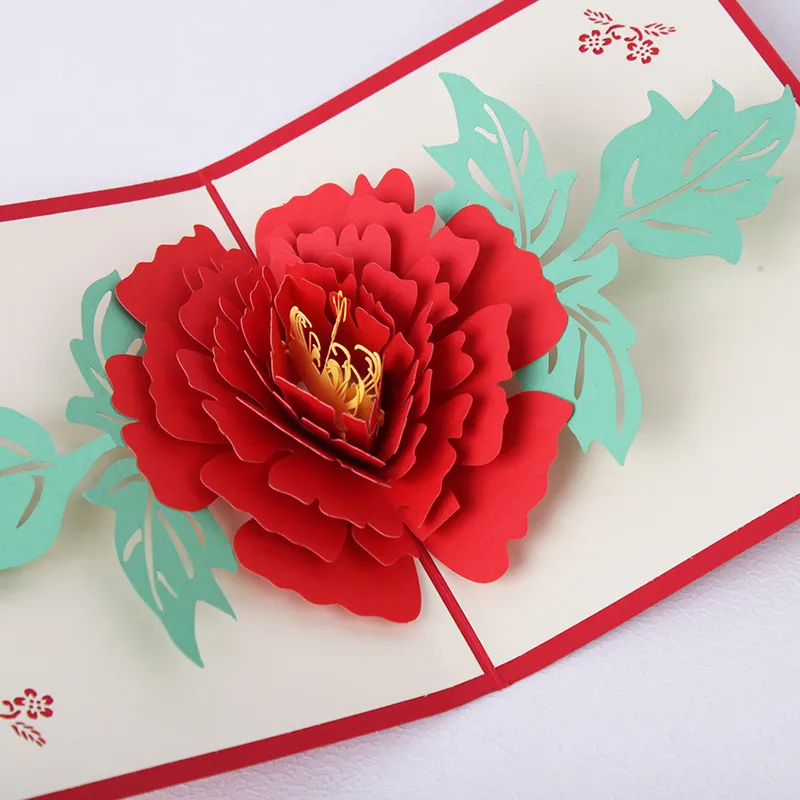 Piwonia wyskakujące kartki kartki z życzeniami karta podarunkowa na gratulacje, na specjalny dzień, urodziny lub gratulacje ślubne