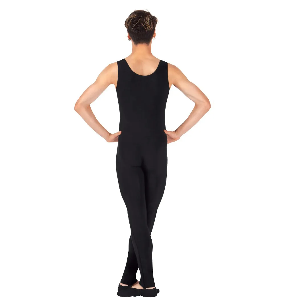 One Piece Black Tank Unitard Men Lycra Ballet Sleeveless Full Body