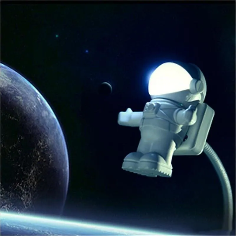 2017 Астронавт / Spaceman LED Night Light USB Настольная лампа Компьютер PC / клавиатура Гибкий свет книга лучший подарок для друга ZA1355