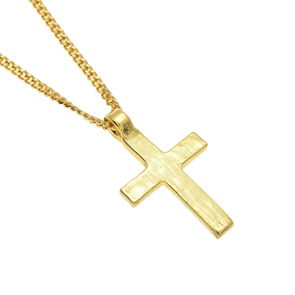 Hip Hop Cross Pendant Men Women Iced out Gold Silver Color Bling Rhinestone Crystal Cross Pendant Necklace Chain Drop Shipping