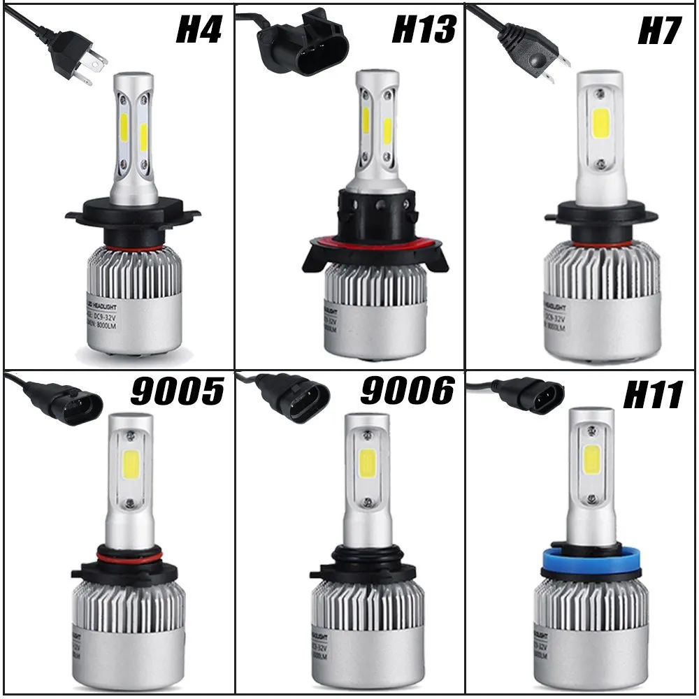 72W LED変換キットホワイト6000K H1 H4 H7 H11 9005 9004 9007 S2 LEDヘッドライトバルブLEDオートランプ12Vハイブライトネス7816246