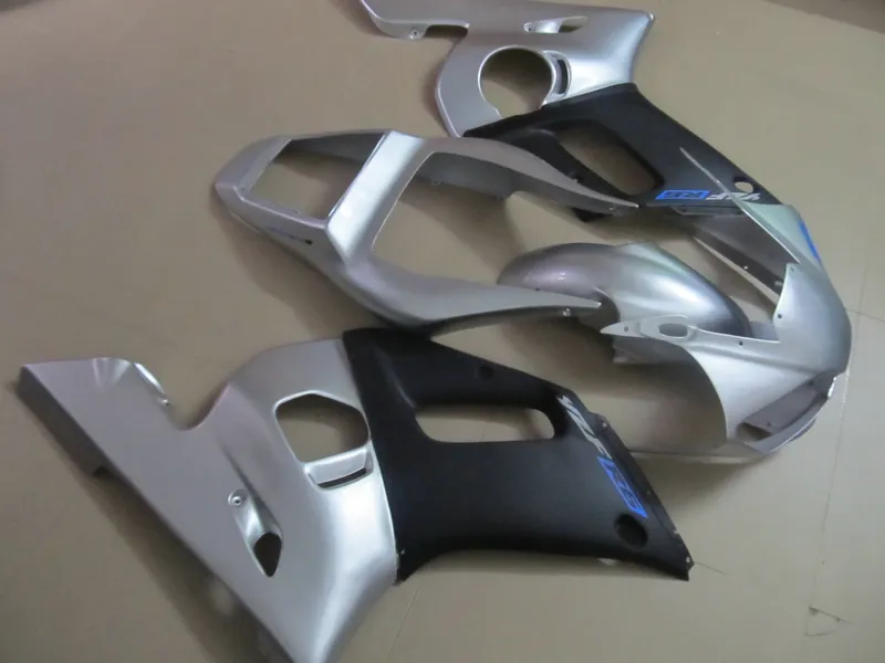 Fairing Kit för Yamaha YZF R6 98 99 00 01 02 Silver Black Bodywork Fairings Set YZFR6 1998-2002 OT02