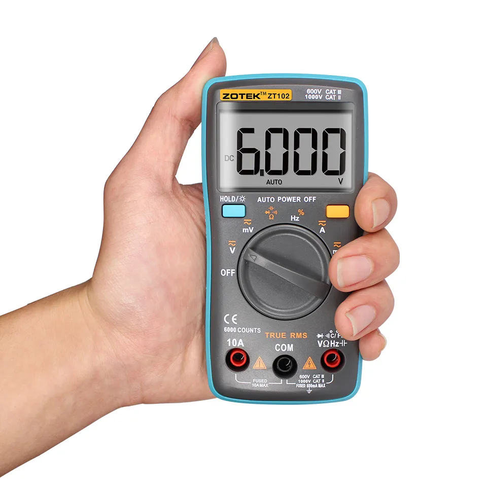 ZOTEK ZT102 ZT102A Digitale multimeter 6000 tellingen Achtergrondverlichting ACDC Ampèremeter Voltmeter Ohm Frequentie Diodetemperatuur2514023