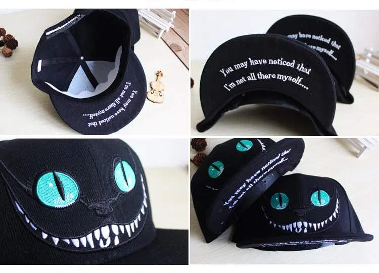 Alice in Wonderland Cheshire Cat Cartoon Snapback Kapelusze Czapka dla mężczyzn Kobiety Snap Back Baseball Cap Snapback Hiphop