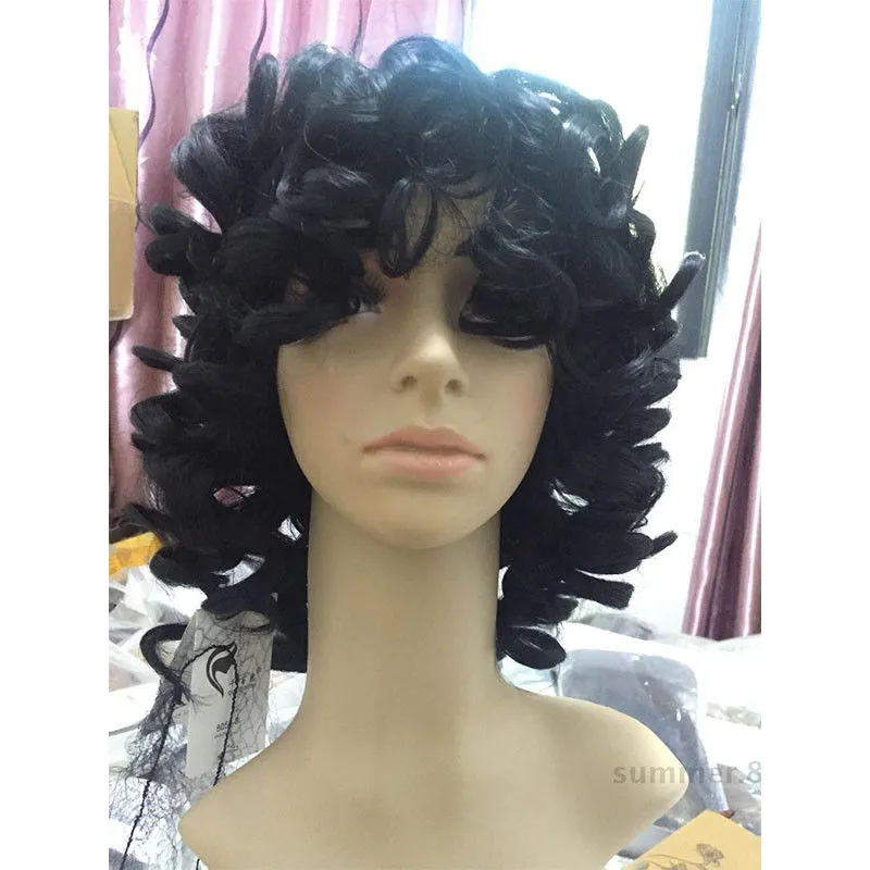 Bob Curly Human Hair Peruki z Bangs Krótkie Brazylijskie Bouncy Pełna Koronka Dziewicza Remy Peruka Dla Czarnych Kobiet Koronki Przód Tańsze Na Sprzedaż Diva1