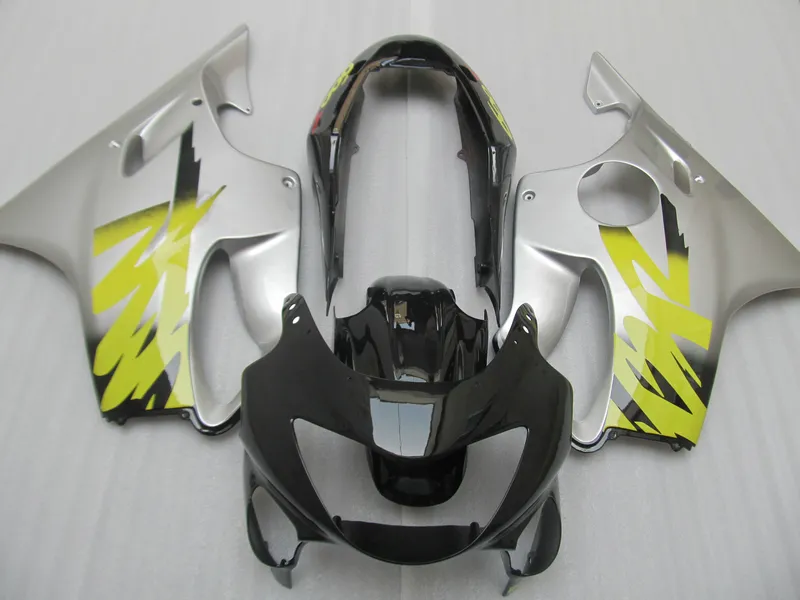 Anpassad injektionsfajningssatser för Honda CBR600 F4 1999 2000 Silver Black Motorcykel Fairings Set CBR 600 F4 99 00