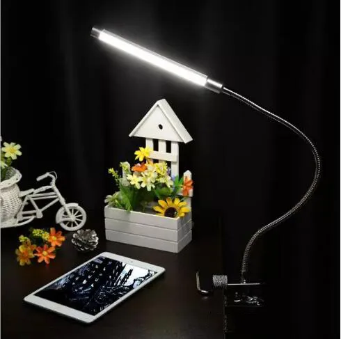 Lampada da tavolo flessibile a led da 6W, luci da scrivania regolabili, clip USB 18LED, lampade da tavolo per ufficio da lettura, luci notturne, illuminazione per interni a led