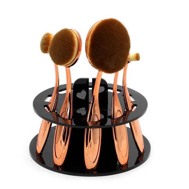 10st Tandborste Oval Makeup Brushes Displayhållare Stativ Storage Arrangörborste Torkställ Runda akryl kosmetiska verktyg