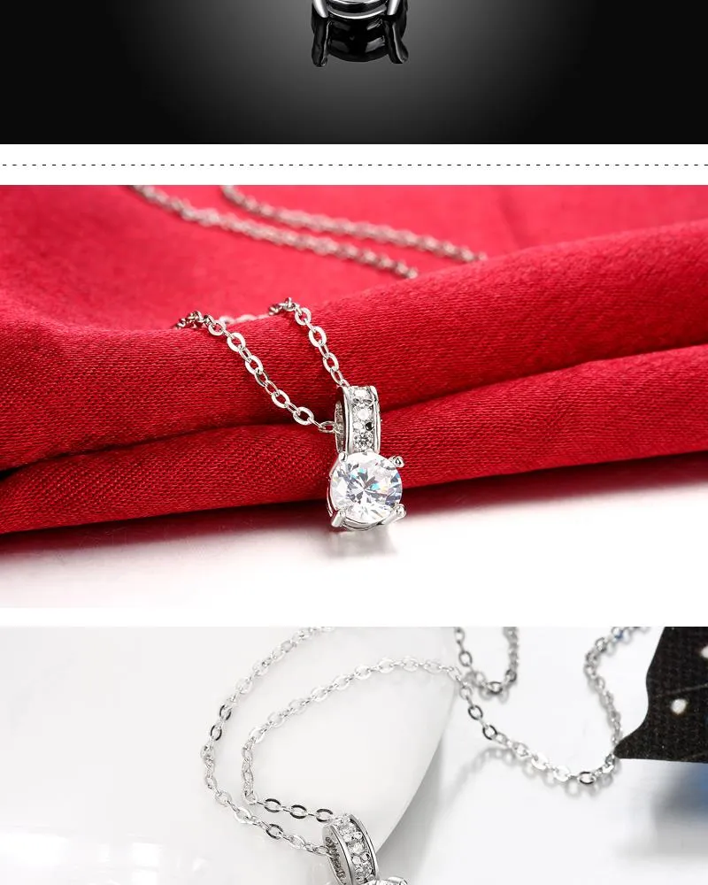 100% Pure 925 Sterling Silver Pendant Halsband 1 5 CT SONA CZ Diamond Engagement Halsband Solid Silver Wedding Halsband för Women228T