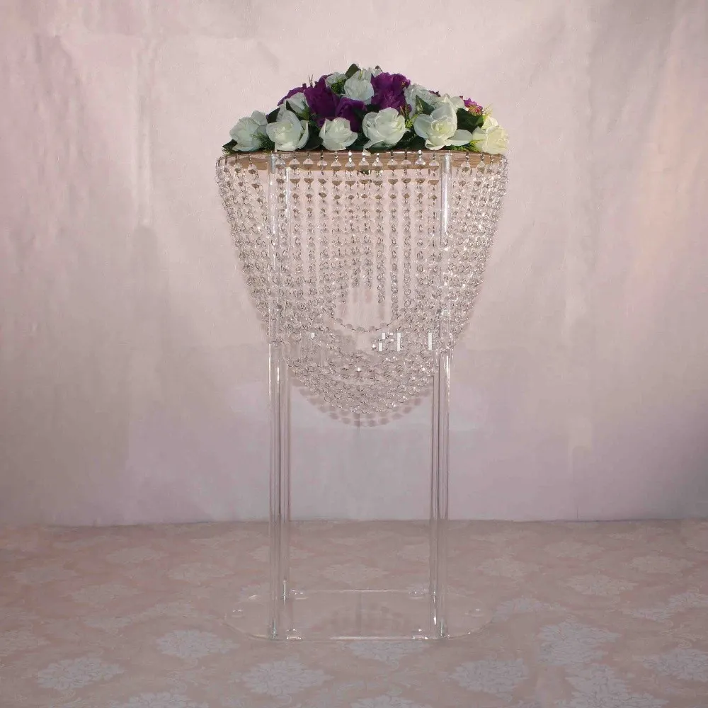 Hurtowe duże i wysokie akrylowe kryształowe wazony kwiatów dla środków