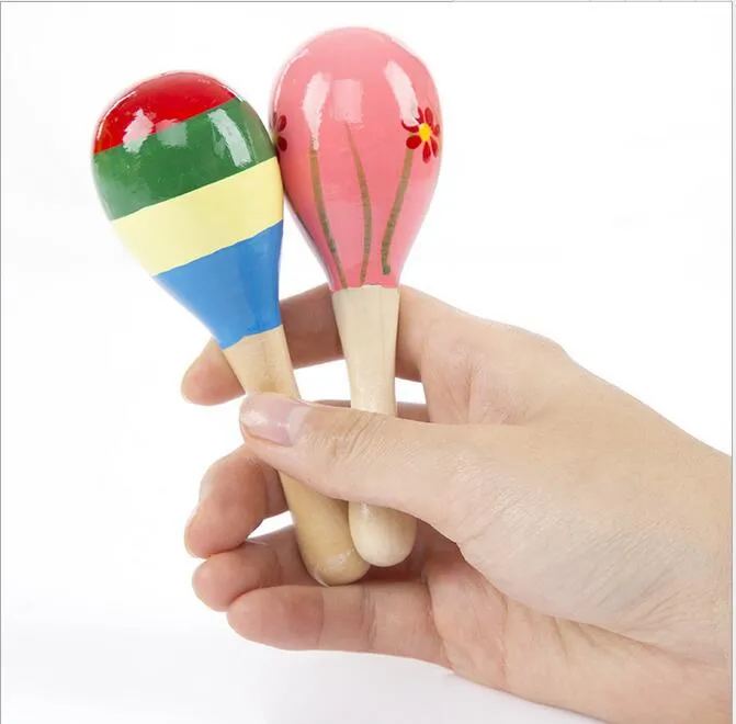 Coloré 11 cm Sable Marteau Hochet Infantile Mini Maracas En Bois classique bébé penché jouets éducatifs Bébé Shaker premiers jouets éducatifs