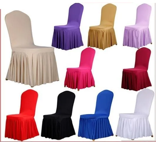 Cadeira casamento tampa saia Banquete Chair Estilo cadeira Protector Slipcover Decor saia plissada Covers Elastic Spandex alta qualidade HT056
