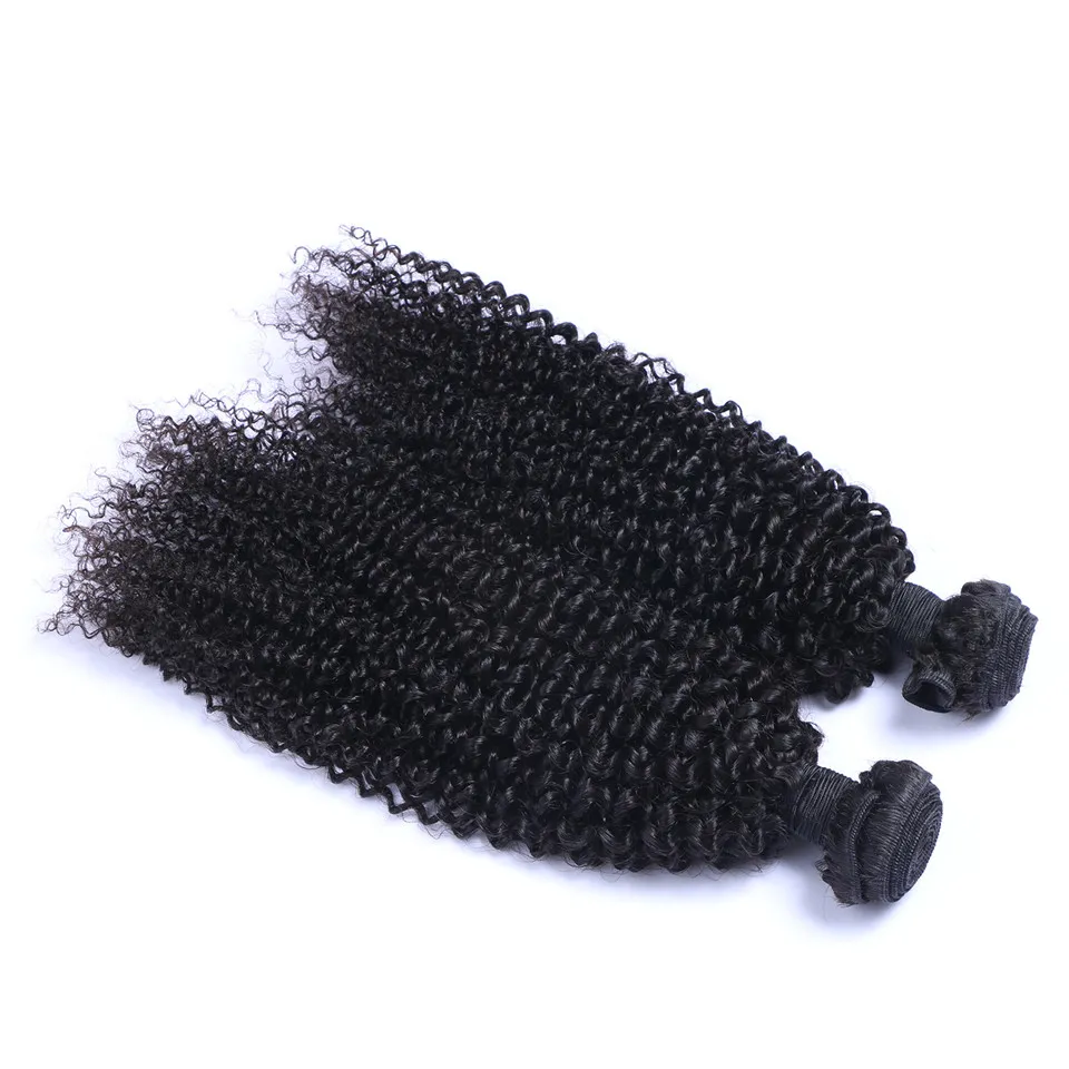 Malaysisk Virgin Människa Hår Kinky Curly Obehandlat Remy Hair Weaves Double Wefts 100g / Bundle 2Bundle / Lot kan färgas blekt