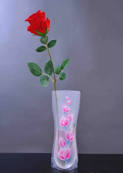 ديي زهرة مزيج حجم للطي pvc طوي حقيبة opp صغيرة زهرية صديقة للبيئة من موردين foldable vase