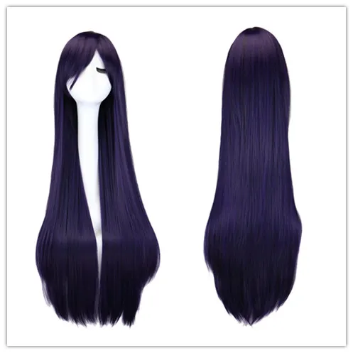 100 Cm Sailor Moon/Sailor Mars Parrucca Cosplay Lungo Rettilineo Capelli Sintetici Parrucche Nere Viola Festa in Costume Peruca Peluca