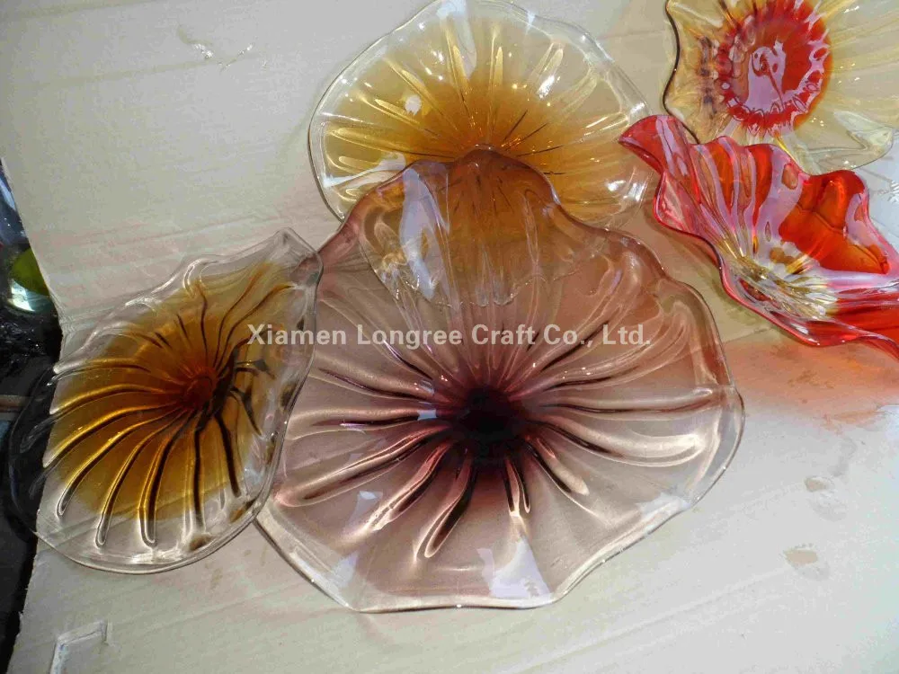 Urban Design Clear Lamps Hand geblasene Teller Dekor Murano Glassplatte Wand Hanging Mount 16 "-LRW0028