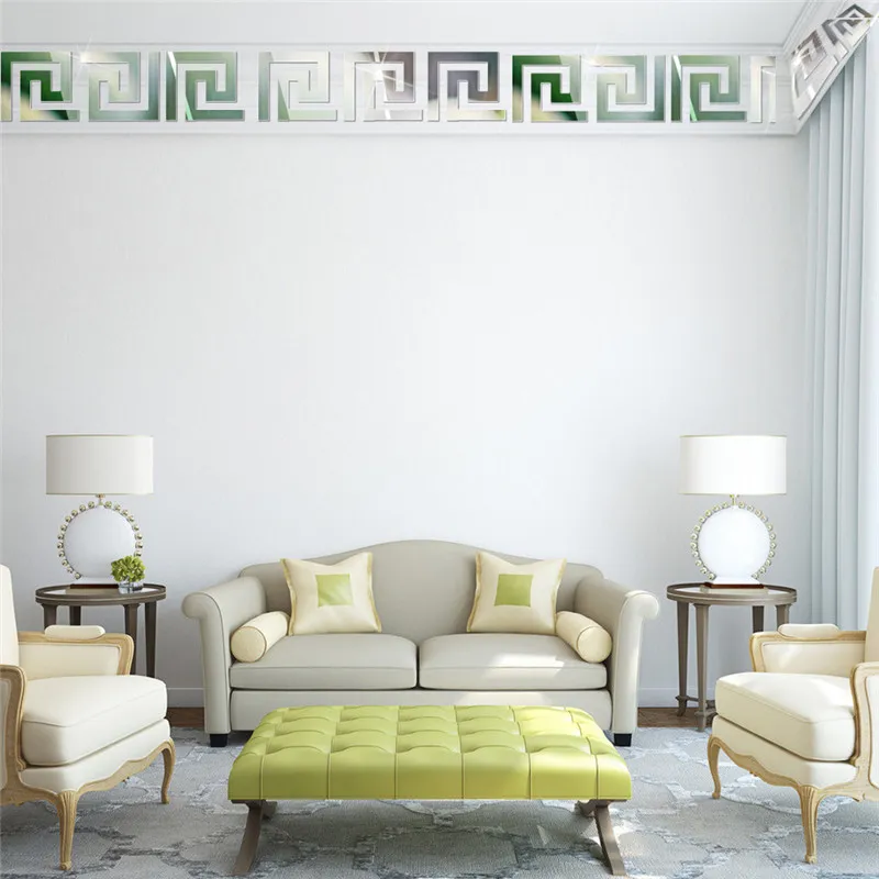 10 adet / takım Için Geometrik Bel 3D Ayna Duvar Sticker Tavan Oturma Odası Yatak Odası Akrilik Duvar Duvar Çıkartmaları Modern DIY Ev ...