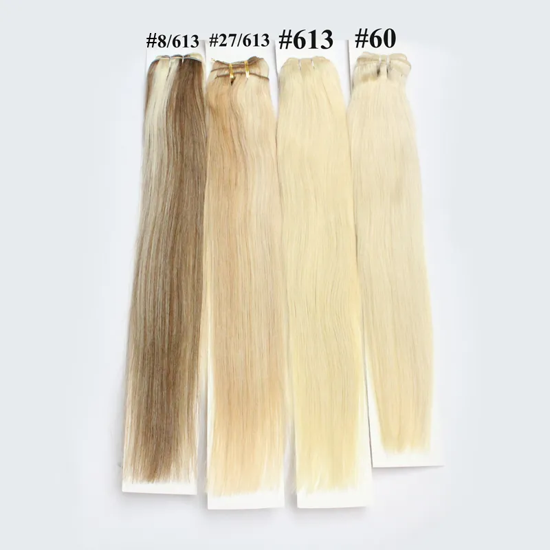 Glattes Haar, 100 Stück, Echthaarverlängerungen, P27/613, P8/613, P10/24, P18/613, brasilianische Klavierfarbe, gewelltes Haar, 3 Bündel