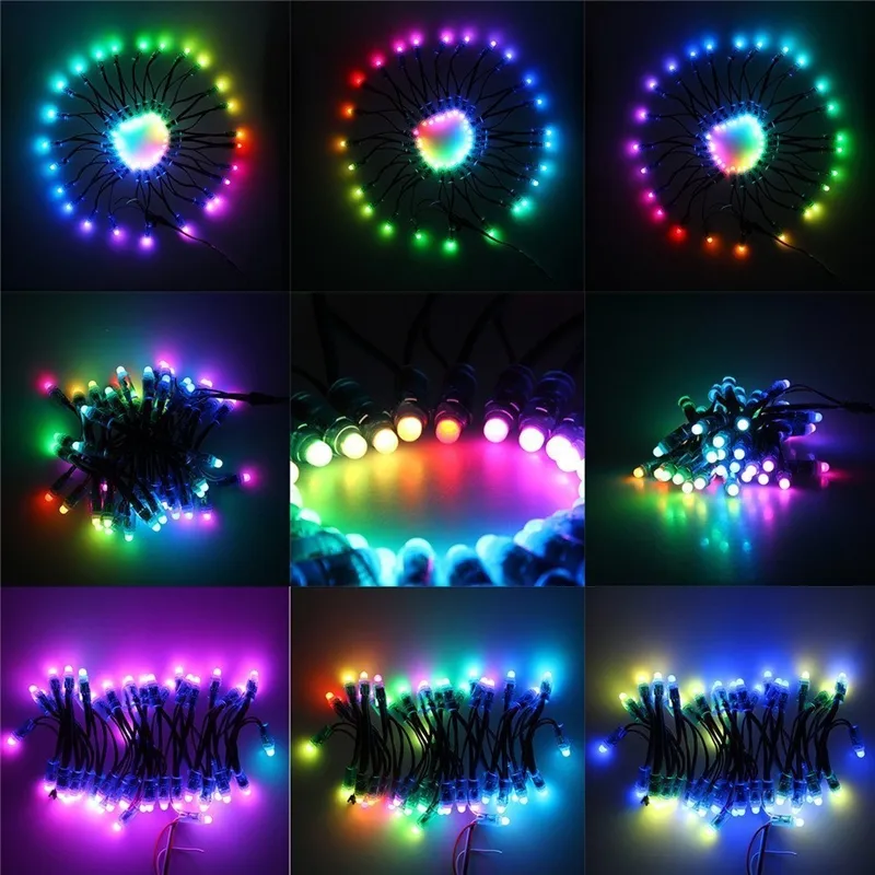 UMLIGN1688 DC5V 12mm LED Pixel Ljus Fullfärg RGB LED pixelmodul Ljus med IC WS2811 / UCS1903 / SM16703 Svart tråd för annonsering