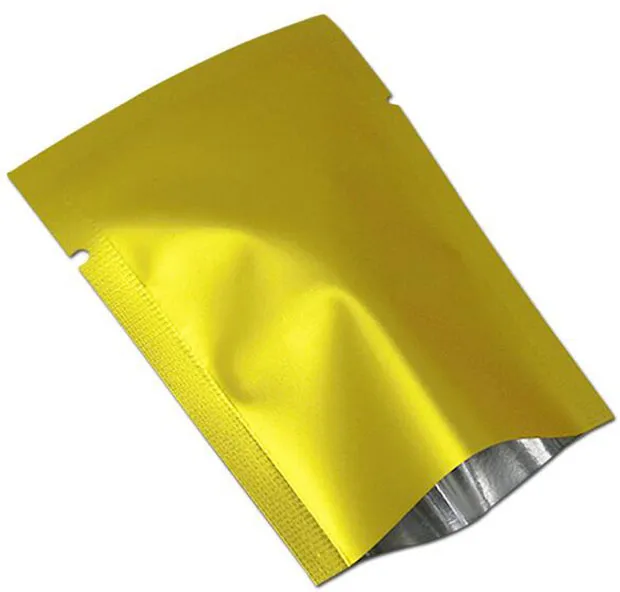 100Pcs/ Lot Golden Matte Heat Seal Aluminum Foil Tea Nut Candy Vacuum Bag Pouch Open Top Mylar For Party Package Pocket Free shipping