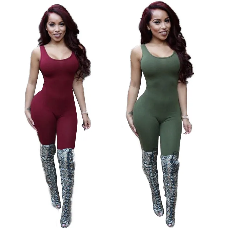 Partihandel-Backless Jumpsuit Body Tank Top Sexig Romper Bodysuits Plus Size Rompers Womens Jumpsuit Playsuit Overaller för Women Jumpsuits