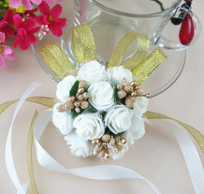 Flor de Pulso criativo Dama de Honra Irmãs mão flores Artificial Noiva Flores Decoração de Casamento Flor