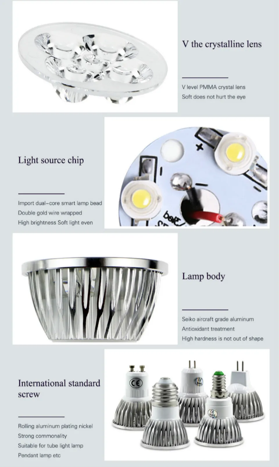 Lampadina LED Super Bright 5W E27 E14 GU10 GU5.3 110V 220V MR16 12V Faretti Lampada a luce bianca calda