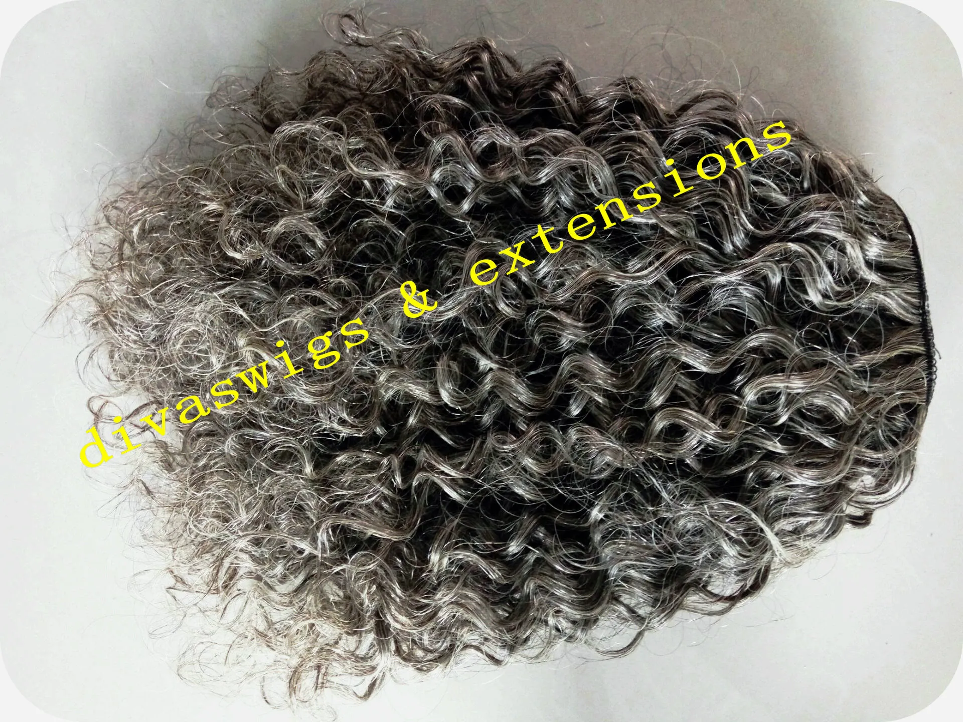 100 Real Human Grey Puff Afro Afro Ponytail Hair Extension Clipe em Remy Coily Kinky Curly Curly String Chails Grey Hair Piece 120G7835519