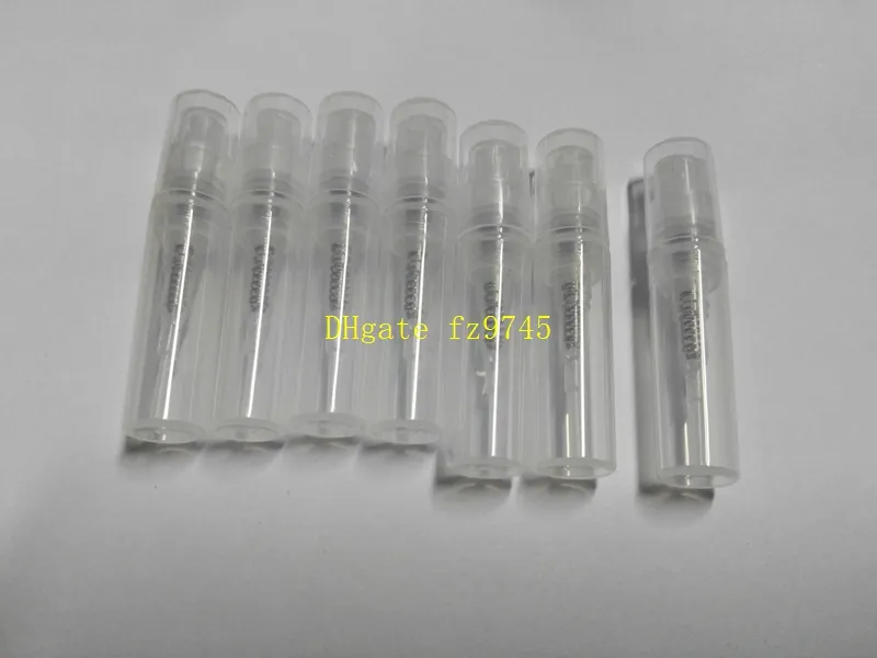 50pcs / lot 무료 배송 2ml 3ml 플라스틱 향수 병, 빈 Refilable 스프레이 병, 작은 Parfume Atomizer, 향수 샘플 튜브