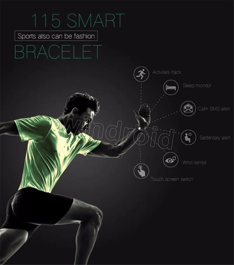 Sport Smart Band Smartband S115 115 HR Bluetooth Smartwatch Sport Wristband Braccialetto Fitness Tracker donna Uomo i gratuiti da DHL