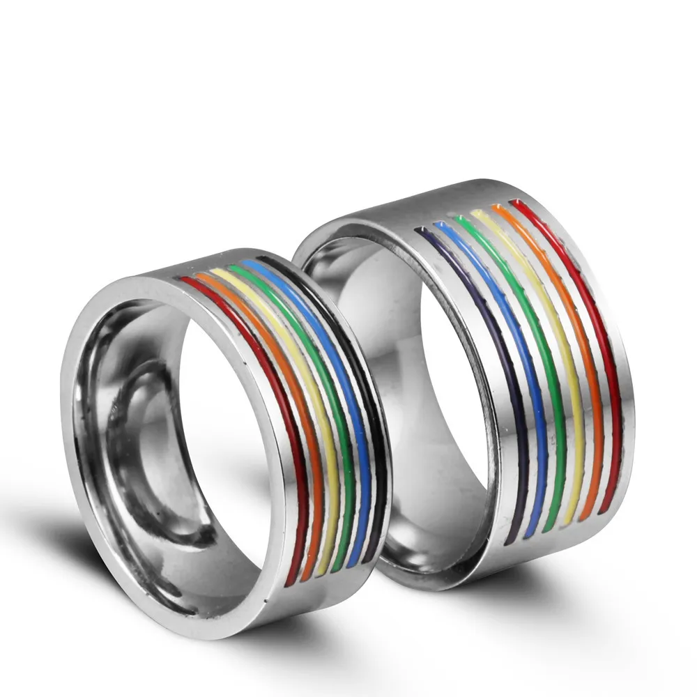 New Stainless steel Gay Rings rainbow color Homosexual pride High quality Titanium steel Ring For Men Women Fashion Jewelry in Bulk