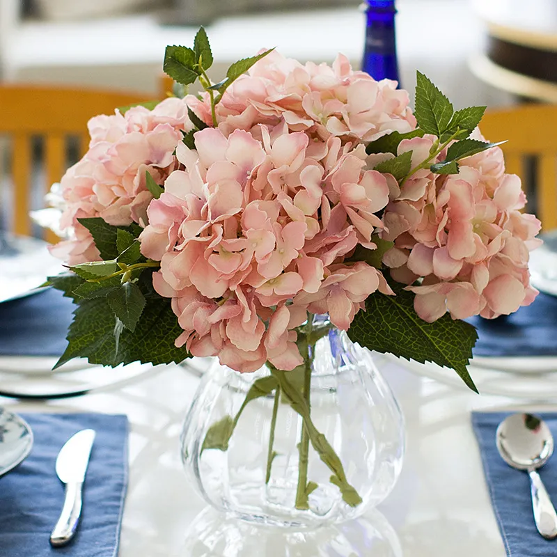 2 unids artificial hortensia seda flor 18 cm decorativo hogar jardín decoración fiesta flores falsas decoraciones de boda