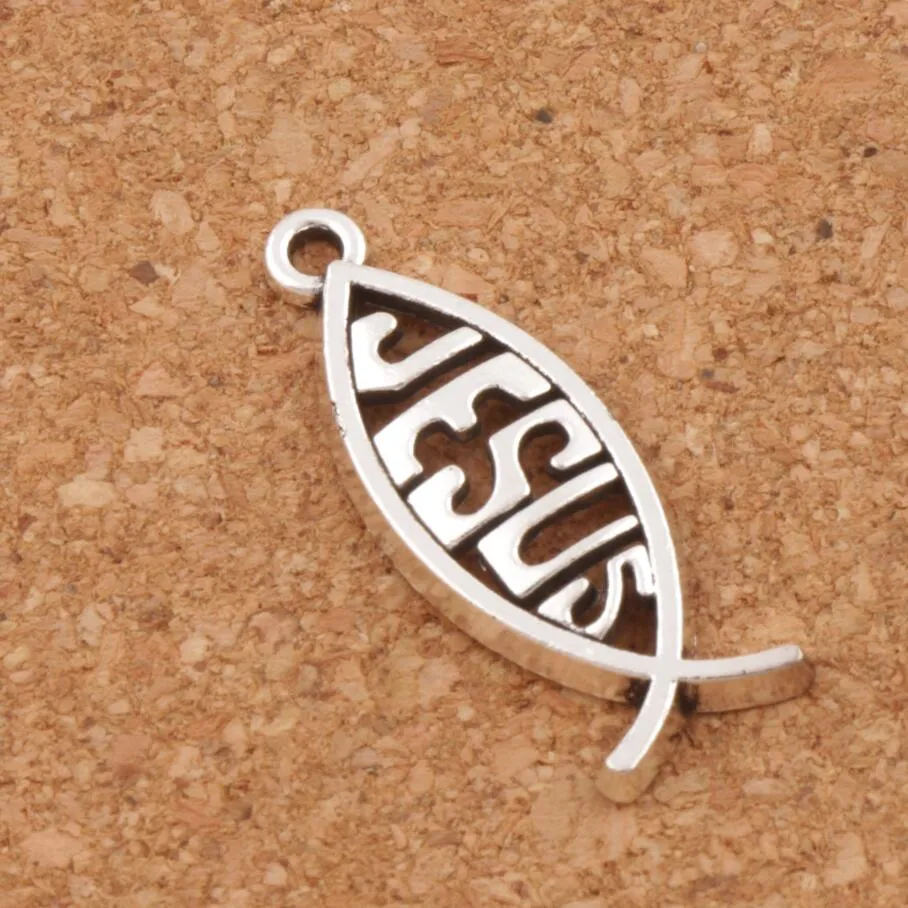 Hollow Jesus Fish Animal Charms Pendants MIC New 200pcs/lot Antique Silver Jewelry DIY L044 Findings