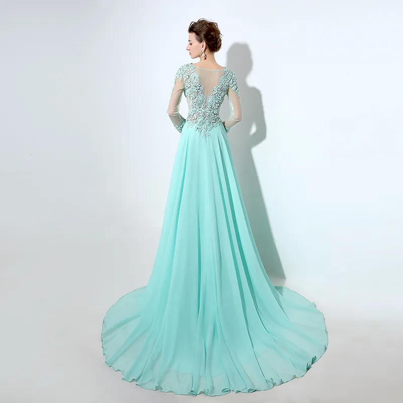 aqua prom dress