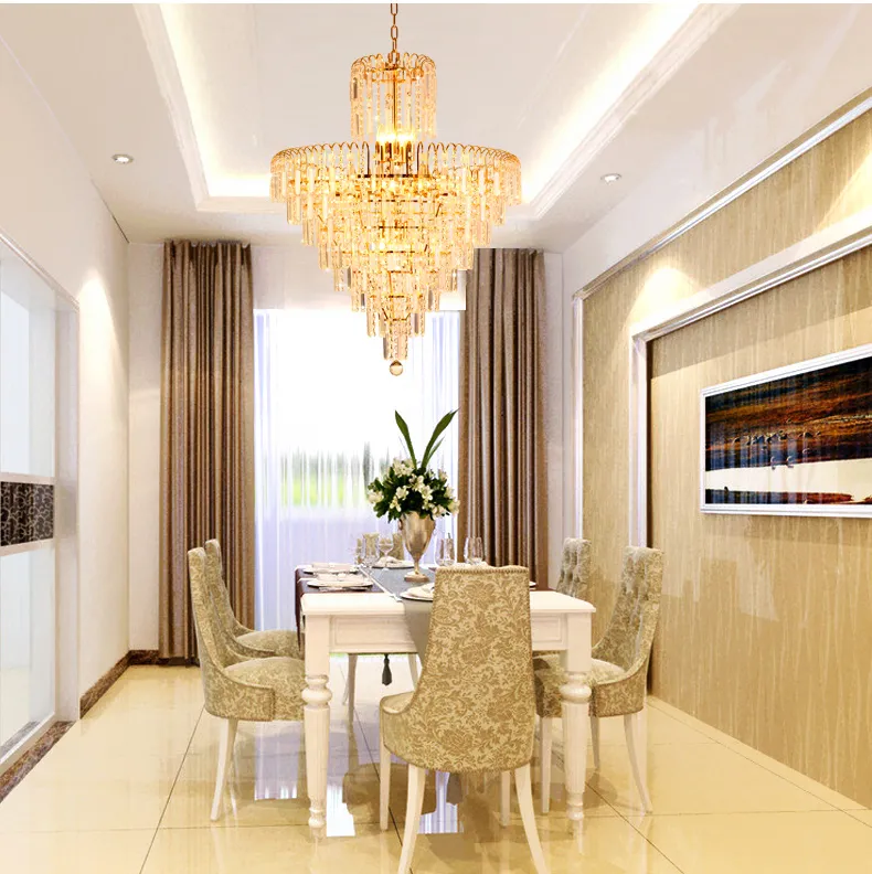 LED Modern Crystal żyrandol złoty kryształowe żyrandole światła oprawa dom domowy jadalnia hotel hotel Restauracja Droplight wiszące lampy