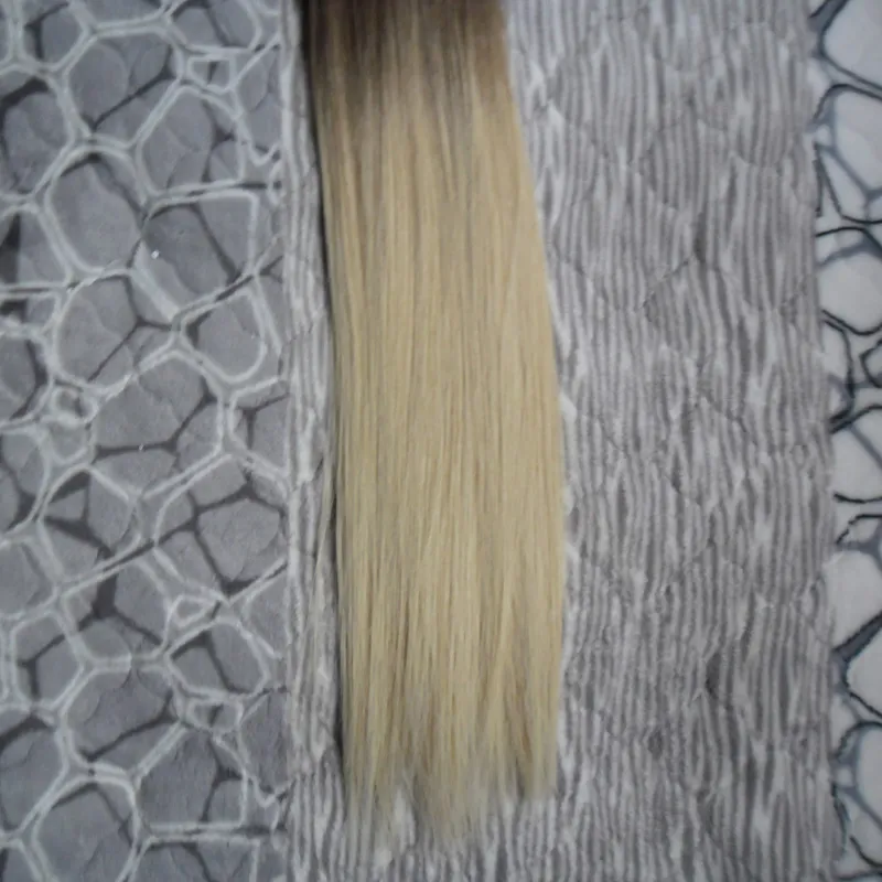 Ombre Micro Loop Easy Rings / Pärlor Hårförlängningar 1g 100g 6/613 Blond Human Hair Micro Bead Extensions